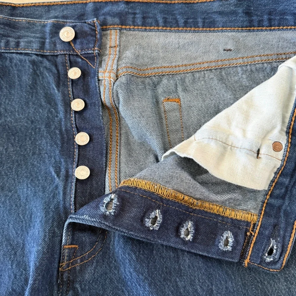 Levis 501 Original Fit Mens Jeans 40x32 Blue Denim‎ Button Fly Straight Leg